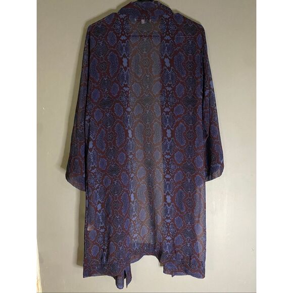 Olivaceous Snake Skin Open Front Long Sleeve Duster Kimono Cardigan S/M - Picture 6 of 6